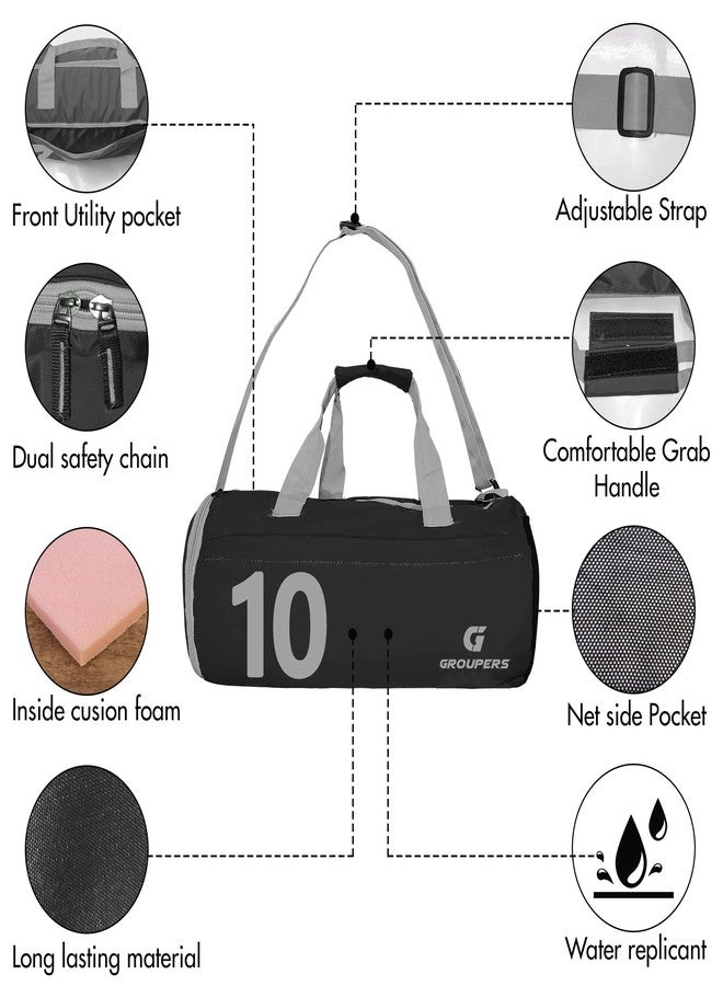 Groupers Foldable Black Duffle Bag 20-25L with Shoe Compartment + 700ml Shaker Bottle & Ventilated Workout Gloves, Waterproof Gym, Travel & Weekender Combo for Men & Women - Image 5