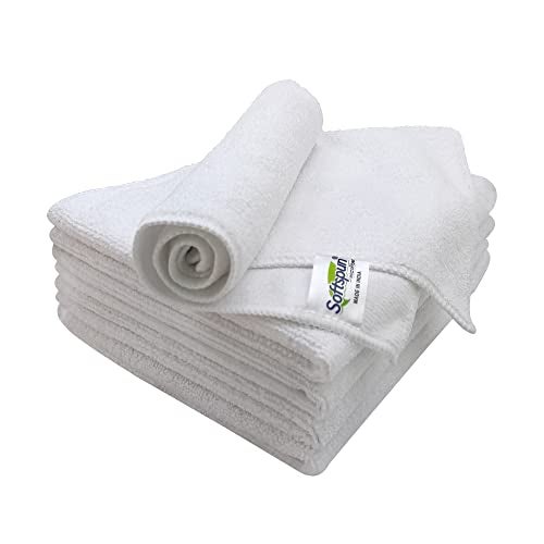 SOFTSPUN Microfiber Cleaning Cloth 5 pcs 40x40cm 340 GSM White! Thick Lint & Streak-Free Super Absorbent Multi-Purpose Automotive Towels for Cars Bike Glass Polishing Washing & Detailing. - Image 1