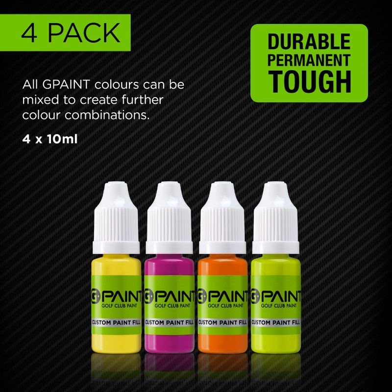 G-Paint Golf Club Paint - Touch Up, Fill in, Customize or Renovate Your Clubs - 4 Pack of 10ml Bottles. Yellow, Pink, Orange & Green - Image 3