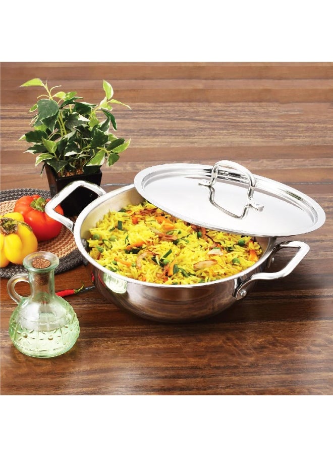 VINOD Vinod Platinum Triply Stainless Steel Extra Deep Kadai/Kadhai with Stainless Steel Lid - 3.7 Liters (26 CM), VTK026, Cooking Pot, Frypan, Casserole  - Image 5