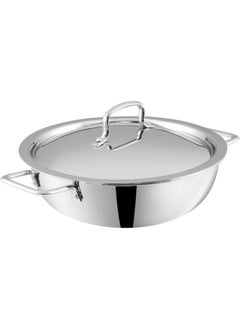 VINOD Vinod Platinum Triply Stainless Steel Extra Deep Kadai/Kadhai with Stainless Steel Lid - 3.7 Liters (26 CM), VTK026, Cooking Pot, Frypan, Casserole  - Image 1
