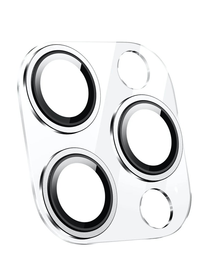 جرين ليون عدسة كاميرا آيفون 15 برو / 15 برو ماكس عالية الدقة / حلقة معدنية / طلاء بتقنية الواقع المعزز / إطار من الأكريليك / الكل في قطعة واحدة / سهولة التركيب / غطاء كامل للغطاء / تصميم زجاج مقوى 9H - فضي - Image 1