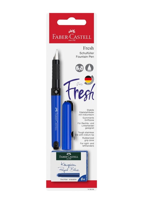 Blue Body Fountain Pen With Blue Ink Cartridges