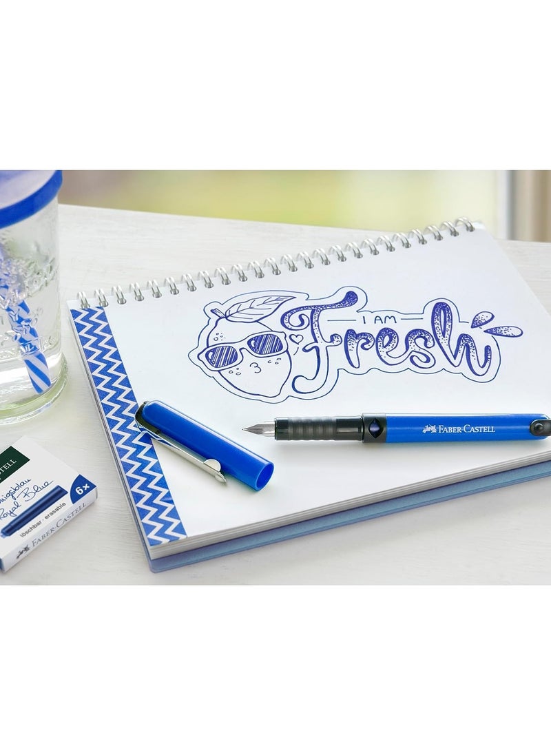 Blue Body Fountain Pen With Blue Ink Cartridges