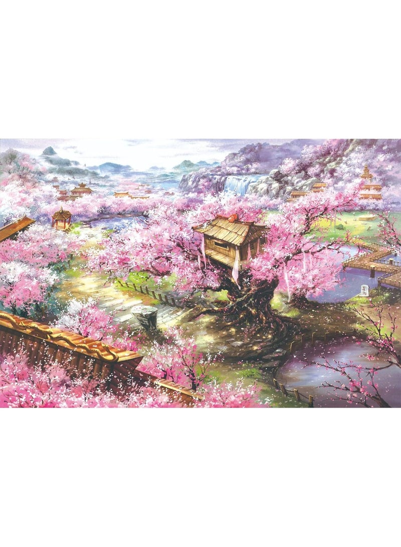 1000-piece Anime Cherry Blossom Villa Puzzle, colorful and educational toy, suitable for children and adults, family tabletop game gift - Image 1