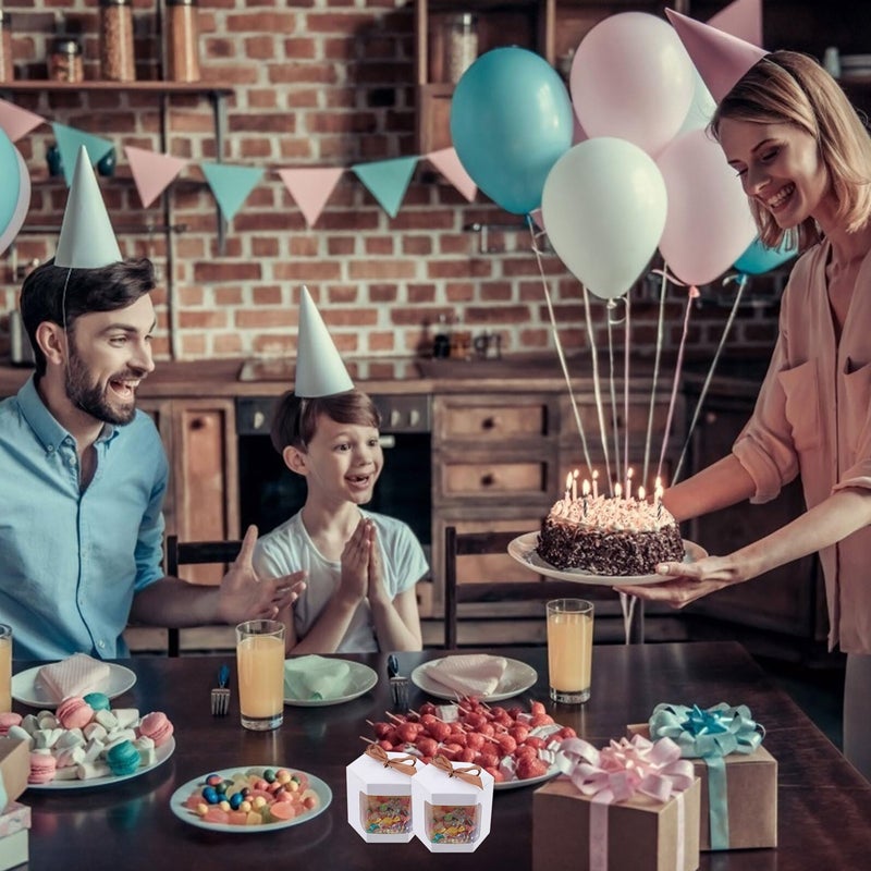 صناديق هدايا بيضاء 6 قطع 10x10x10 سم صندوق ورق ربطة عنق لتغليف حفلات الزفاف والحلوى والكعك - Image 5