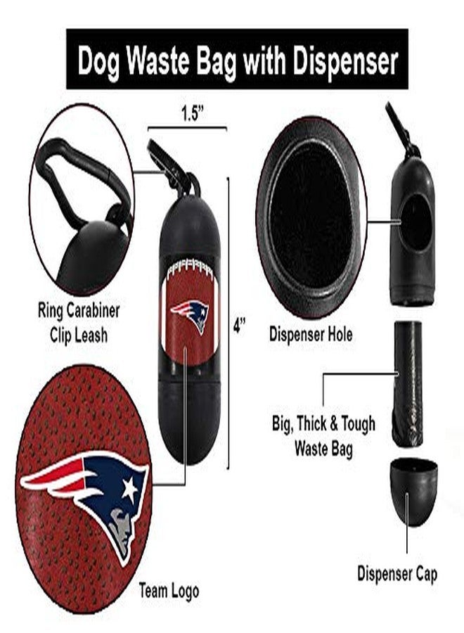 Pets First NFL NEW ENGLAND PATRIOTS PET LICENSED Poop Waste Bag Dispenser and D Ring for Leash with 1200 Premium Garbage Bags - Image 2