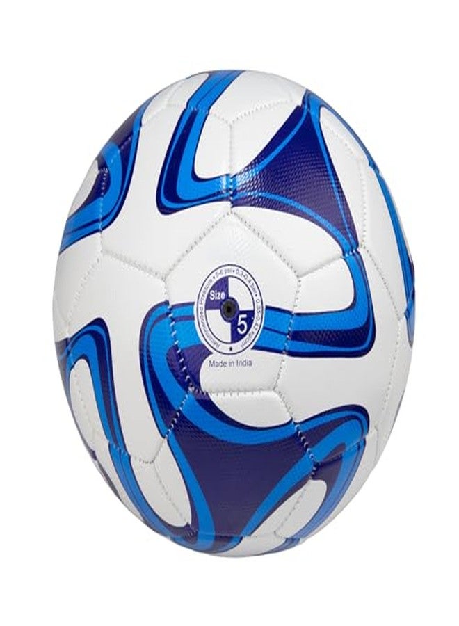 WHACKK Football Size 5 Soccer Ball Hand Stitched for Practice & Training - Original PVC Waterproof. 3 Layered Ideal Sports Ball for All Ages on Ground, Grass and Turf (Pele, Blue and White) - Image 3
