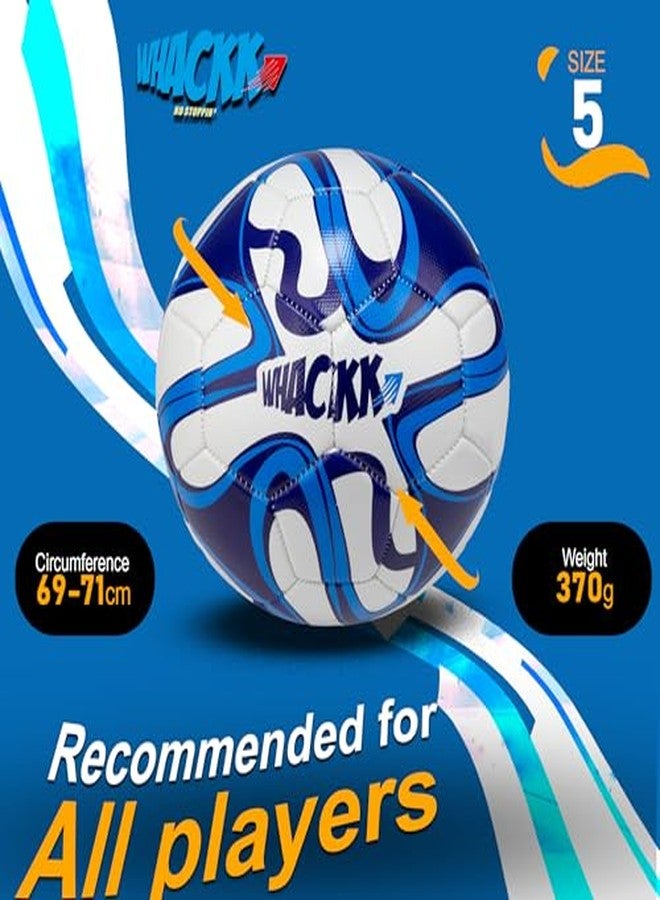 WHACKK Football Size 5 Soccer Ball Hand Stitched for Practice & Training - Original PVC Waterproof. 3 Layered Ideal Sports Ball for All Ages on Ground, Grass and Turf (Pele, Blue and White) - Image 5