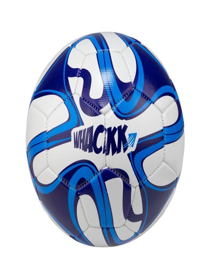 WHACKK Football Size 5 Soccer Ball Hand Stitched for Practice & Training - Original PVC Waterproof. 3 Layered Ideal Sports Ball for All Ages on Ground, Grass and Turf (Pele, Blue and White) - Image 2
