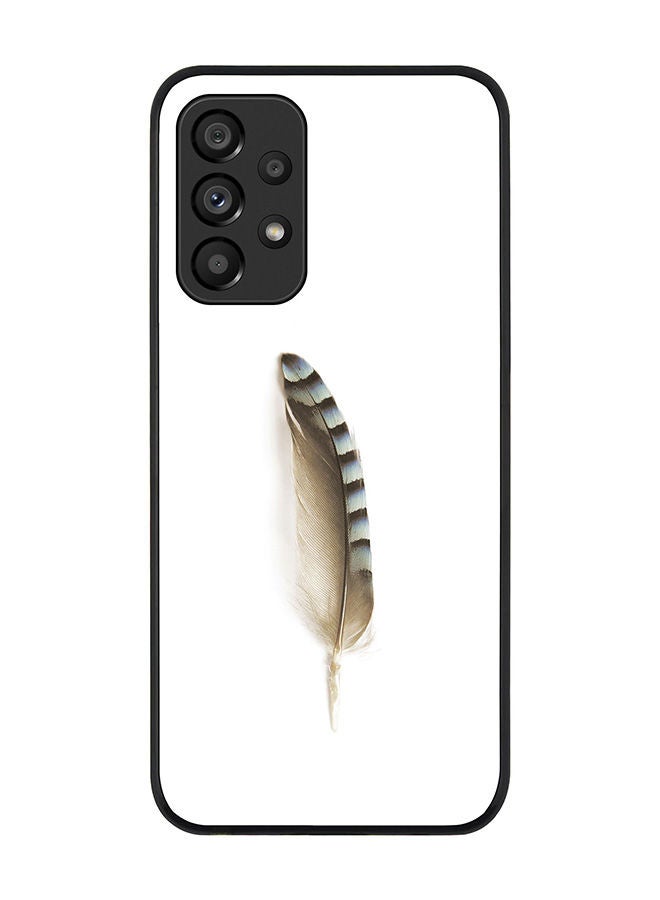 Stylizedd Rugged Black edge case for Samsung Galaxy A33 5G Slim fit Soft Case Flexible Rubber Edges Anti Drop TPU Gel Thin Cover - Lonely Feather - Image 1