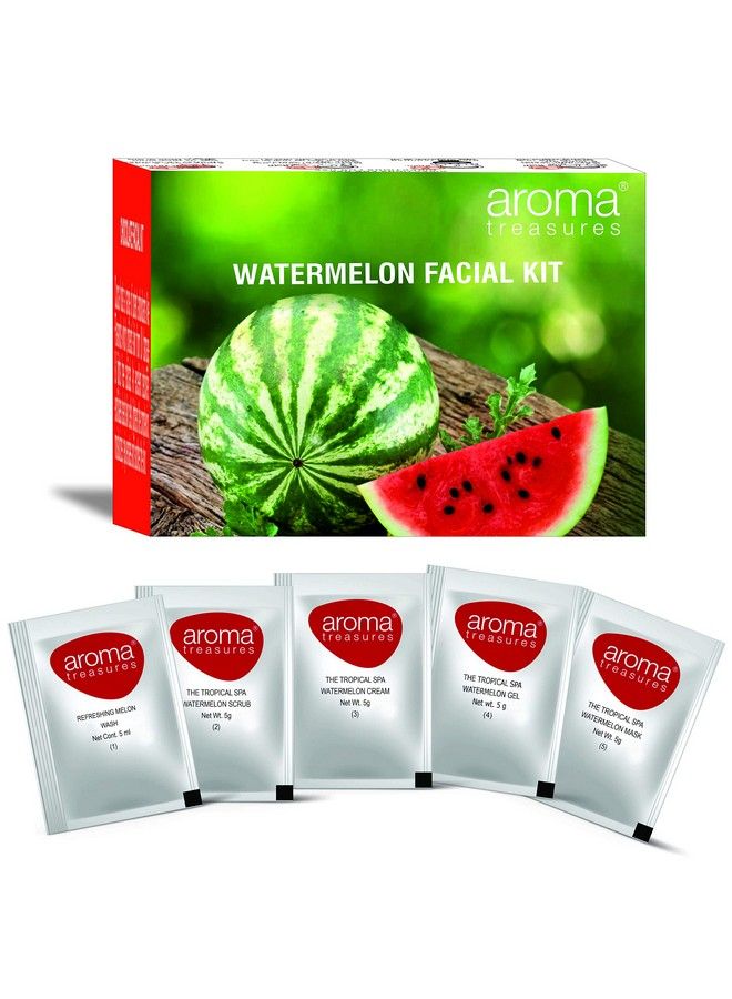 Aroma Treasures Watermelon Single Time Use Facial Kit With Face Wash Scrub Moisturising Cream Face Gel And Face Mask 25 G - Image 2