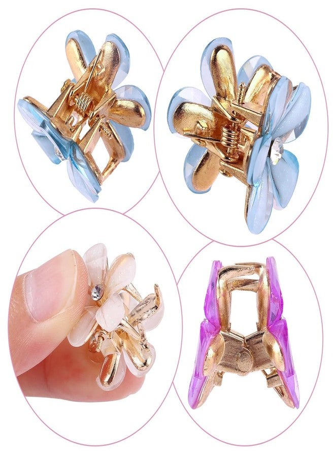 Kalaneet 6 pcs Mini Flower Hair Clips Crystal Spring Claw Clips Small Flower Hair Claw Clips for Girls Women Cute Hair Barrettes Colorful Hair Accessories for Kid Teen (Beauty Multi 47) - Image 3