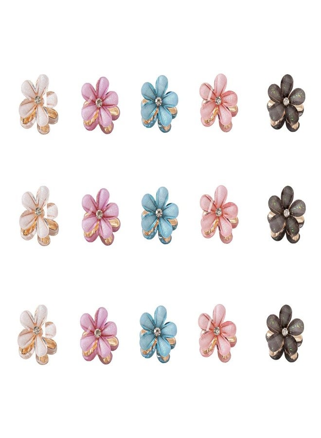 Kalaneet 6 pcs Mini Flower Hair Clips Crystal Spring Claw Clips Small Flower Hair Claw Clips for Girls Women Cute Hair Barrettes Colorful Hair Accessories for Kid Teen (Beauty Multi 47) - Image 1