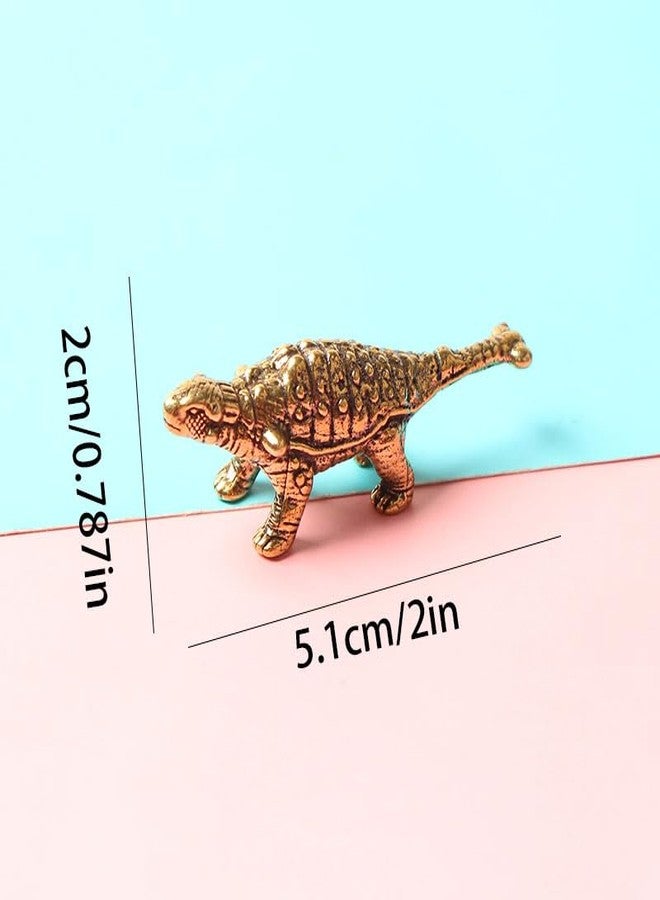 Acxico 7-Piece Vintage Yellow Brass Stegosaurus Figurines, Suitable for Home Decor (Living Rooms, Shelves, Mantels) & Kitchen Decorations, Dinosaur-Themed Metallic Accents - Image 3
