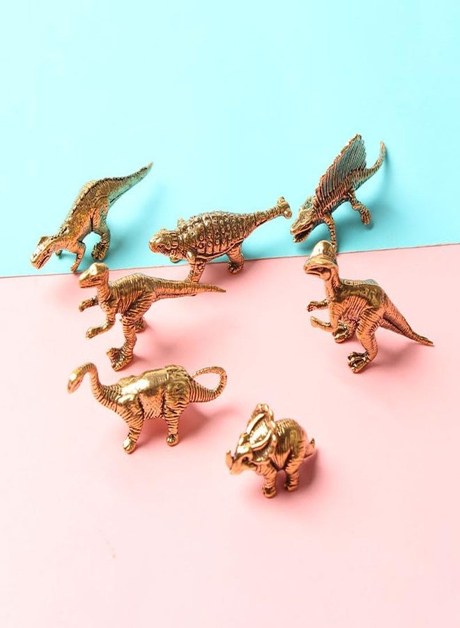 Acxico 7-Piece Vintage Yellow Brass Stegosaurus Figurines, Suitable for Home Decor (Living Rooms, Shelves, Mantels) & Kitchen Decorations, Dinosaur-Themed Metallic Accents - Image 5