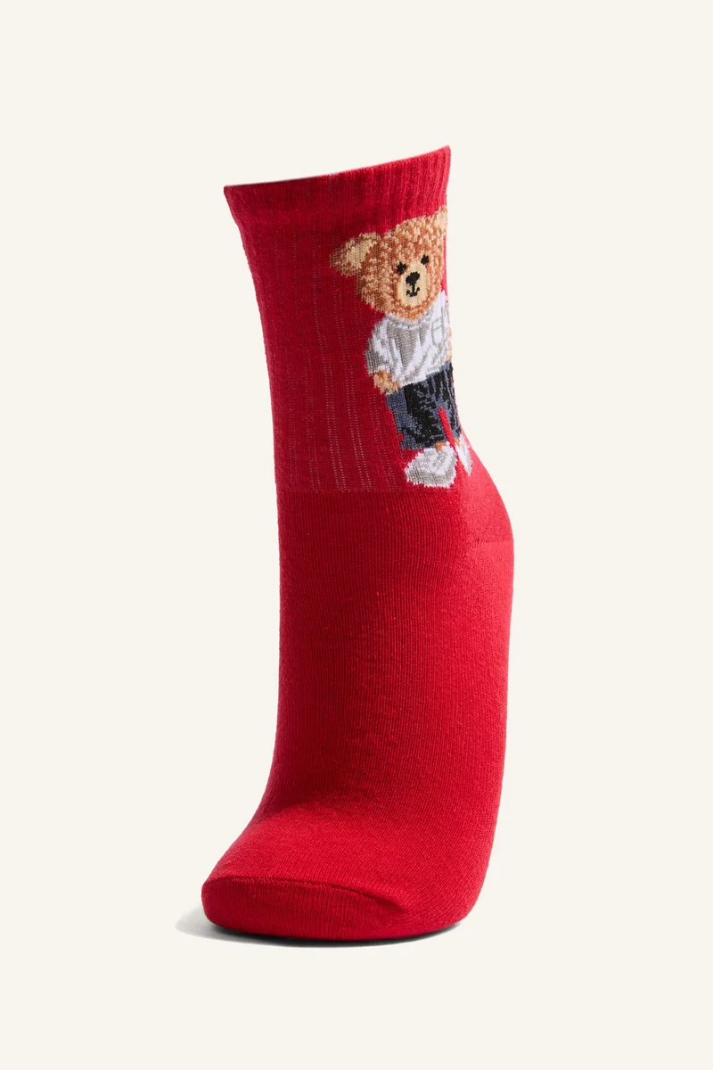 ديفاكتو Boy Bear Printed 5 Piece Cotton Long Socks