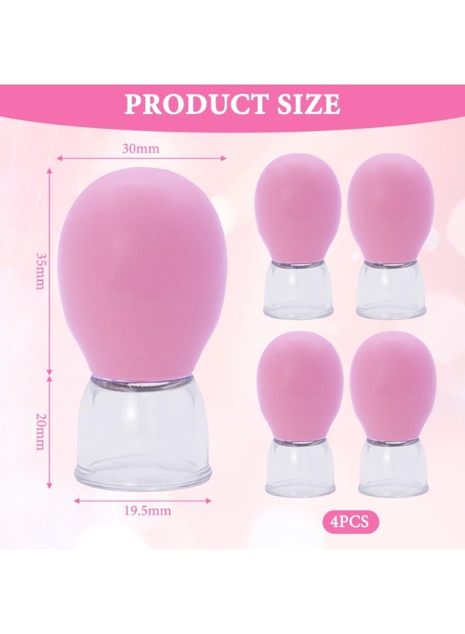 OSHIMA 4 Pcs Glass Cupping Set, Vacuum Suction Massage Cups, Silicone Mini Facial Cups Face Massager Helper, Cupping Glass Skin Tightening, Suitable for Face Massage, Body Relaxation and Pain Relief - Image 2