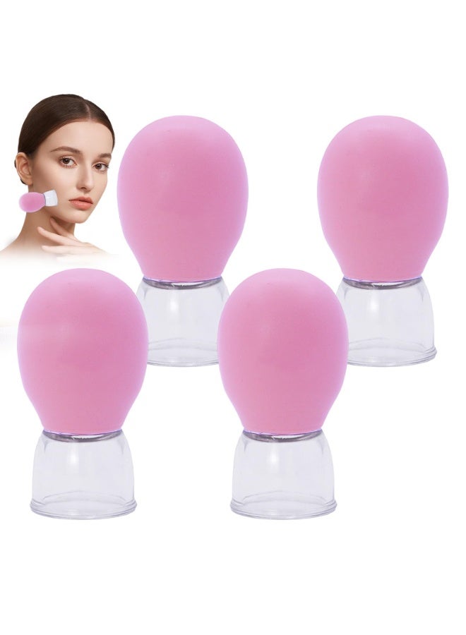 OSHIMA 4 Pcs Glass Cupping Set, Vacuum Suction Massage Cups, Silicone Mini Facial Cups Face Massager Helper, Cupping Glass Skin Tightening, Suitable for Face Massage, Body Relaxation and Pain Relief - Image 1