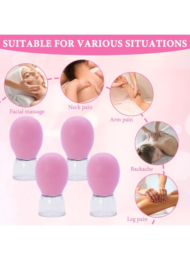 OSHIMA 4 Pcs Glass Cupping Set, Vacuum Suction Massage Cups, Silicone Mini Facial Cups Face Massager Helper, Cupping Glass Skin Tightening, Suitable for Face Massage, Body Relaxation and Pain Relief - Image 4