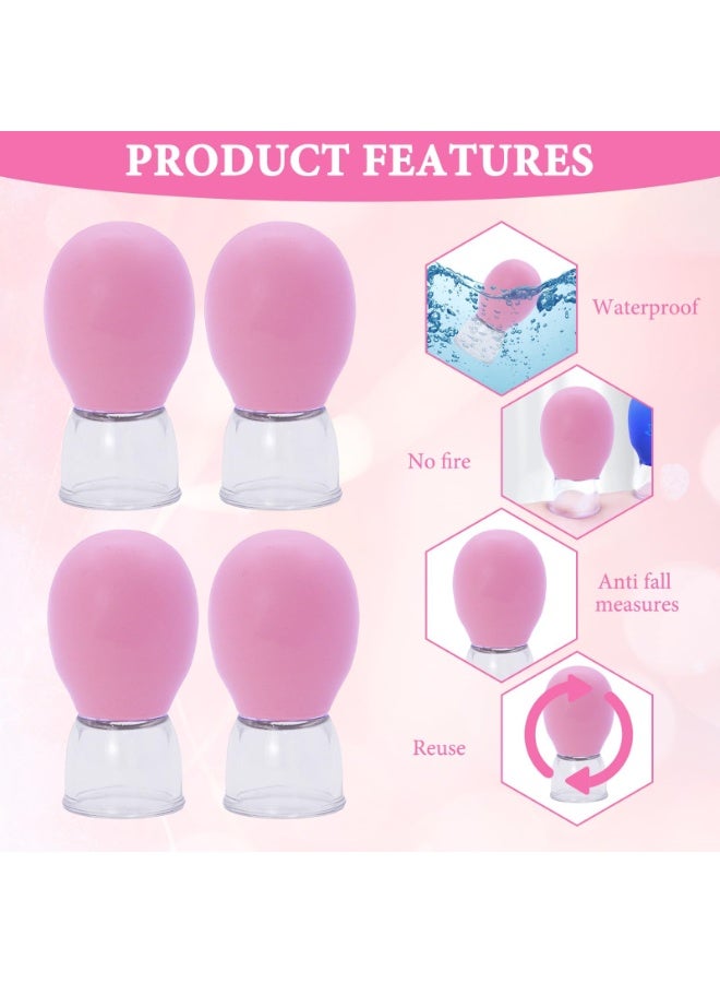 OSHIMA 4 Pcs Glass Cupping Set, Vacuum Suction Massage Cups, Silicone Mini Facial Cups Face Massager Helper, Cupping Glass Skin Tightening, Suitable for Face Massage, Body Relaxation and Pain Relief - Image 3