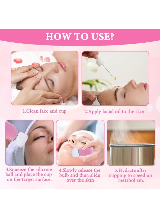 OSHIMA 4 Pcs Glass Cupping Set, Vacuum Suction Massage Cups, Silicone Mini Facial Cups Face Massager Helper, Cupping Glass Skin Tightening, Suitable for Face Massage, Body Relaxation and Pain Relief - Image 5