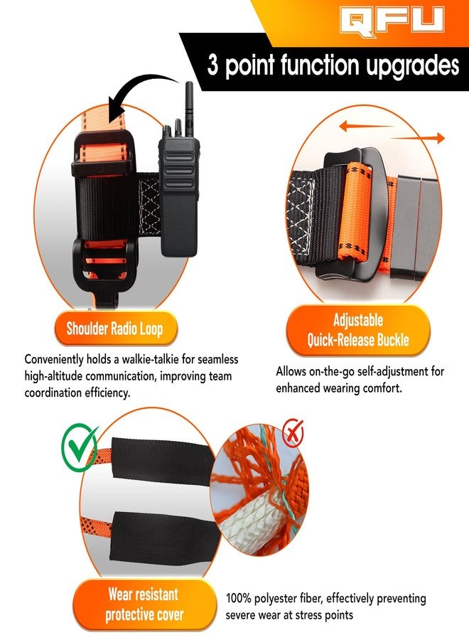 QFU Safety harness fall protection kit, equipped with shock-absorbing ropes, full-body safety harness for roof work (orange and black) - Image 2