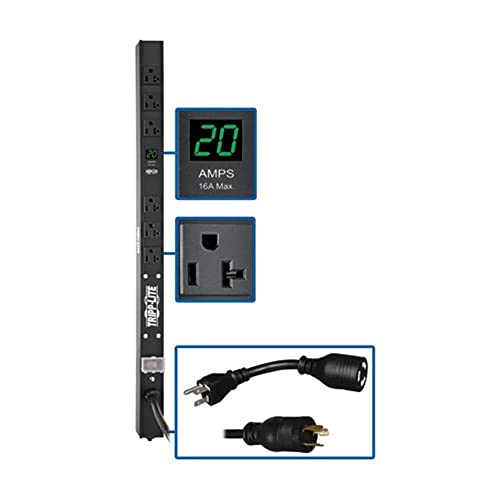Tripp Lite Metered PDU, 20A, 6 Outlets (5-15/20R), 120V, L5-20P/5-20P Adapter, 0U Vertical Rack-Mount Power (PDUMV20-24) - Image 2