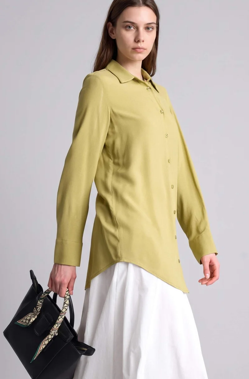 ديفاكتو Regular Fit Shirt Collar Long Sleeve Tunic