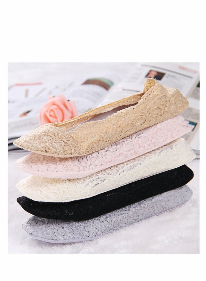 Excefore Womens Anti-Slip Socks, 6 Pairs No Show Socks Lace Women No Show Liner Socks Womens No Socks Thin Low Cut Casual Socks Non Slip  - Image 4