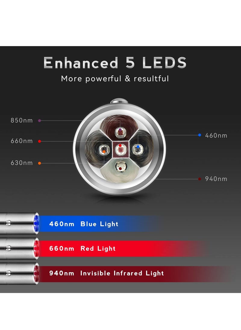Excefore - Red Light Therapy Device, Red & Infrared Light Wand with 5 LEDs 5 Wavelengths and Pulsed Modes for Body Joint Muscle Pain Relief, at-Home Handheld Healing Gift for Men Women Elders Dogs Cats - Image 1