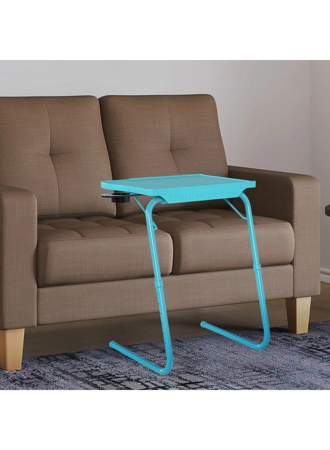 TABLE MAGIC - Pro Extended Work Space Laptop Table Mat Finish Laptop Table Multipurpose Height Adjustable Work Study Tv Tray Table Lap Desk (Smart, Aqua Blue) Polypropylene - Image 2