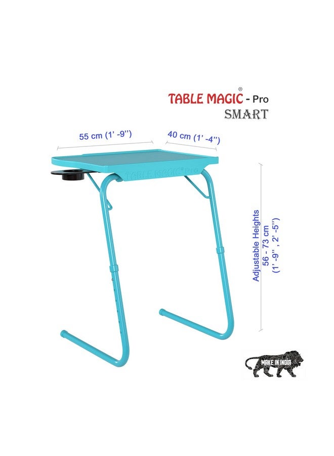 TABLE MAGIC - Pro Extended Work Space Laptop Table Mat Finish Laptop Table Multipurpose Height Adjustable Work Study Tv Tray Table Lap Desk (Smart, Aqua Blue) Polypropylene - Image 3