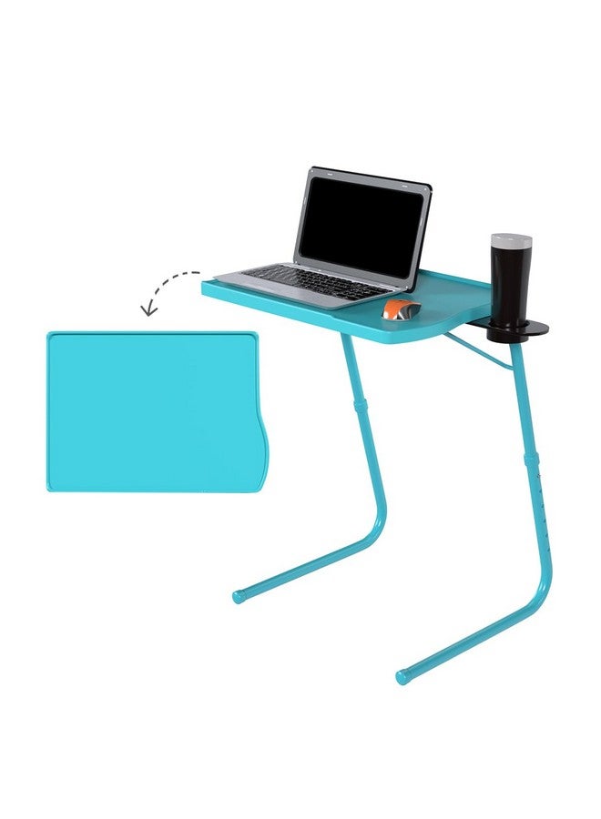 TABLE MAGIC - Pro Extended Work Space Laptop Table Mat Finish Laptop Table Multipurpose Height Adjustable Work Study Tv Tray Table Lap Desk (Smart, Aqua Blue) Polypropylene - Image 1
