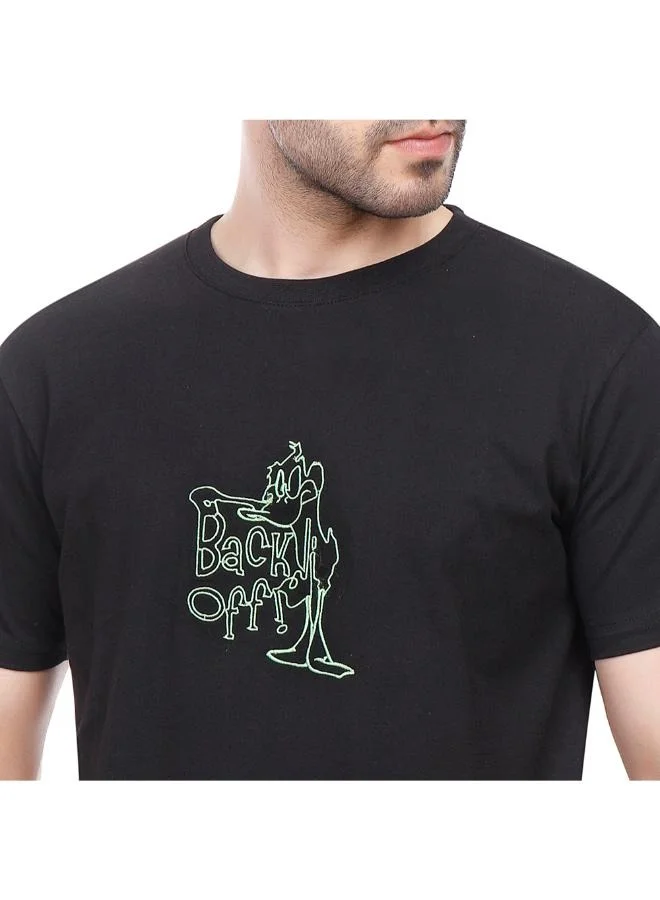 كوب تيشيرت رجالي كول باراكولا مطبوع بقصة ضيقة - أسود