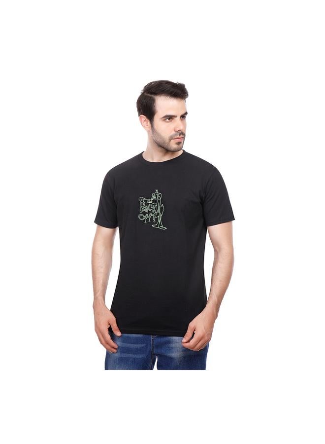 كوب تيشيرت رجالي كول باراكولا مطبوع بقصة ضيقة - أسود - Image 1