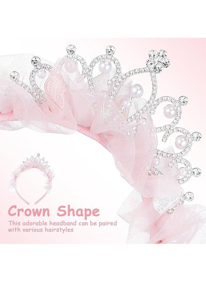 Cute Crown Headband, Girls Princess Tiara Headband, Glitter Toddler headband Princess Crown Birthday Headdress for Birthday Party Fairy Costume Hair Accessories (Pink) - Image 3