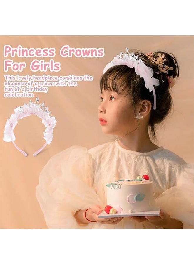 Cute Crown Headband, Girls Princess Tiara Headband, Glitter Toddler headband Princess Crown Birthday Headdress for Birthday Party Fairy Costume Hair Accessories (Pink) - Image 4