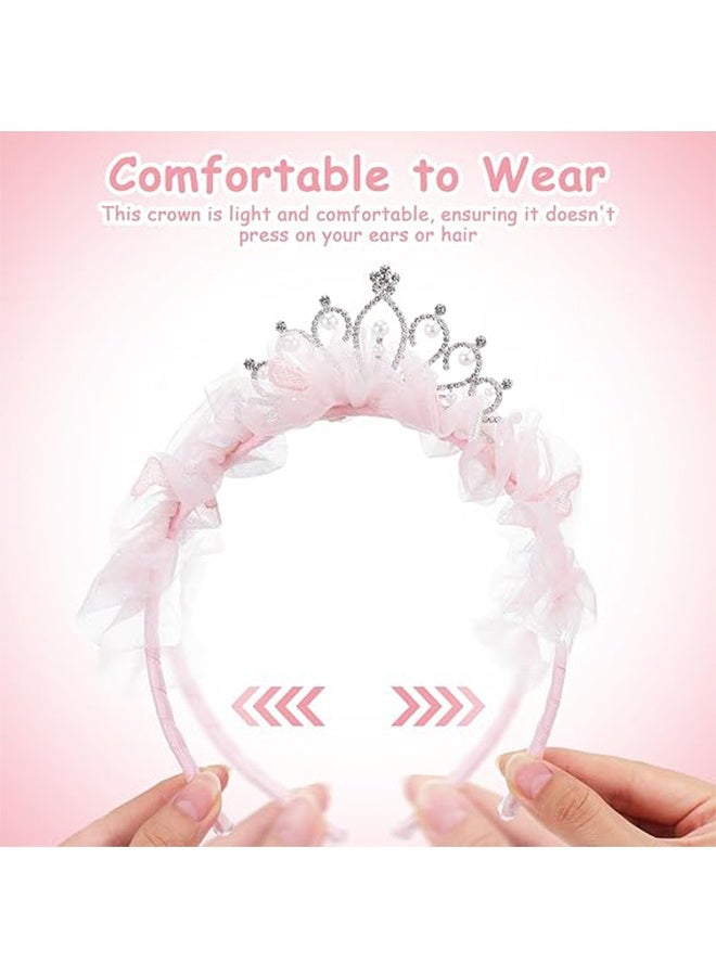 Cute Crown Headband, Girls Princess Tiara Headband, Glitter Toddler headband Princess Crown Birthday Headdress for Birthday Party Fairy Costume Hair Accessories (Pink) - Image 5