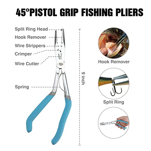 Mossy Oak 4pc Fishing Tool Kit - Pistol Grip Fishing Pliers, Fish Fillet Knife, Fishing Gripper, Line Snip, Fly Fishing Retractor with Retractable Lanyard - Image 3