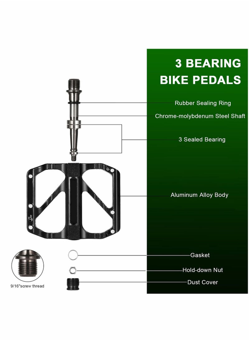 SYOSI Mountain Bike Pedals 3 Sealed Bearing Non-Slip Bicycle Flat Pedals Lightweight Aluminium CNC Bike Platform Pedals  - Image 3