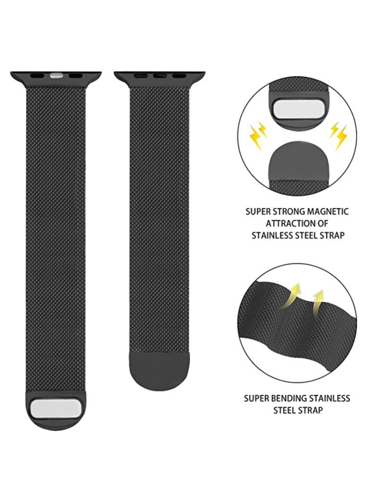 أشرطة مغناطيسية ميلانية لسوار ساعة آبل 42mm 44mm 45mm 49mm، أساور معصم مزدوجة من الفولاذ المقاوم للصدأ بديلة لسلسلة ساعة آبل 8/7/6/5/4/3/2/1/SE/ألترا - Image 2