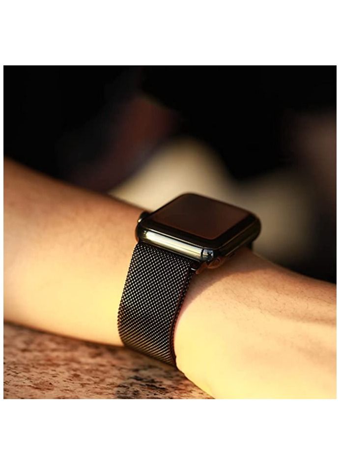 أشرطة مغناطيسية ميلانية لسوار ساعة آبل 42mm 44mm 45mm 49mm، أساور معصم مزدوجة من الفولاذ المقاوم للصدأ بديلة لسلسلة ساعة آبل 8/7/6/5/4/3/2/1/SE/ألترا - Image 3