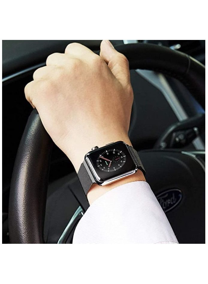 أشرطة مغناطيسية ميلانية لسوار ساعة آبل 42mm 44mm 45mm 49mm، أساور معصم مزدوجة من الفولاذ المقاوم للصدأ بديلة لسلسلة ساعة آبل 8/7/6/5/4/3/2/1/SE/ألترا - Image 4