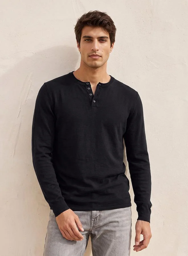 Smart Henley Neck Sweater