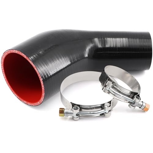 TuoLauthon 45 Degree 2 to 3 Inch(51-76mm) Silicone Reducer Coupler Hose,4-Ply Reinforced,Length 4Inch(102mm) with 2Pcs T-Bolt Clamps Turbo/Intercooler/Intake Piping - Image 1