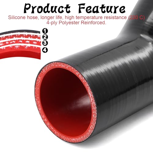 TuoLauthon 45 Degree 2 to 3 Inch(51-76mm) Silicone Reducer Coupler Hose,4-Ply Reinforced,Length 4Inch(102mm) with 2Pcs T-Bolt Clamps Turbo/Intercooler/Intake Piping - Image 3