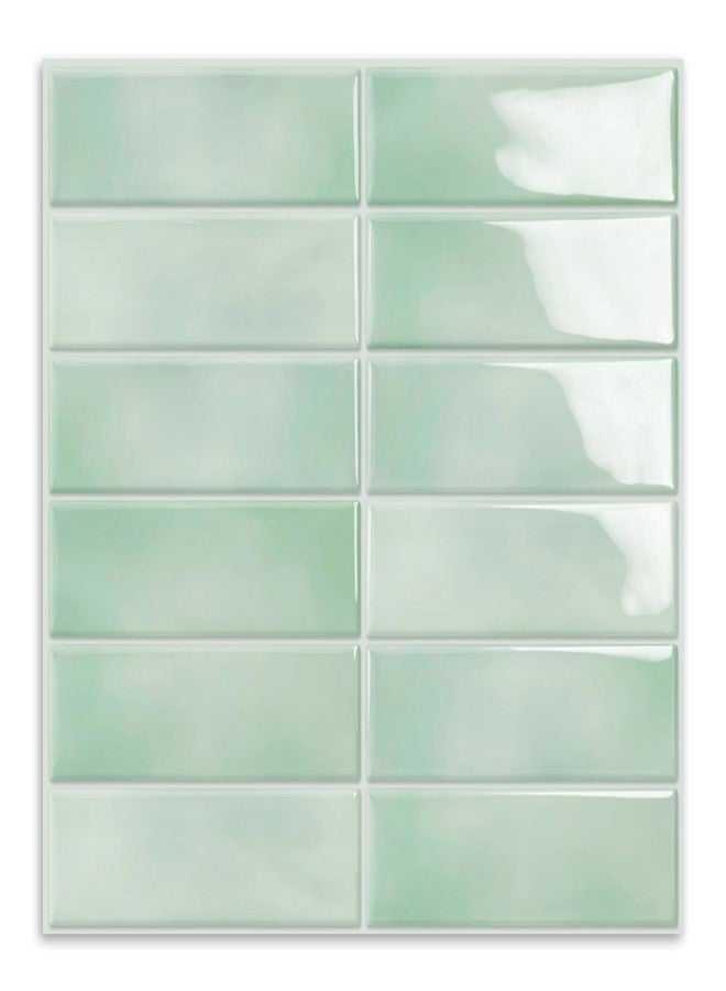 MOONFUN 10 Sheets Subway Tile Peel and Stick Backsplash,12”×12”Light Green Self Adhesive Wall Tiles Stick on Back Splash for Kitchen,Bathroom,Camper - Image 1