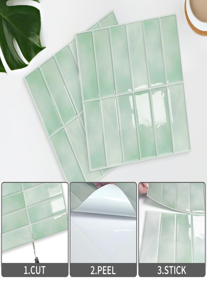 MOONFUN 10 Sheets Subway Tile Peel and Stick Backsplash,12”×12”Light Green Self Adhesive Wall Tiles Stick on Back Splash for Kitchen,Bathroom,Camper - Image 5