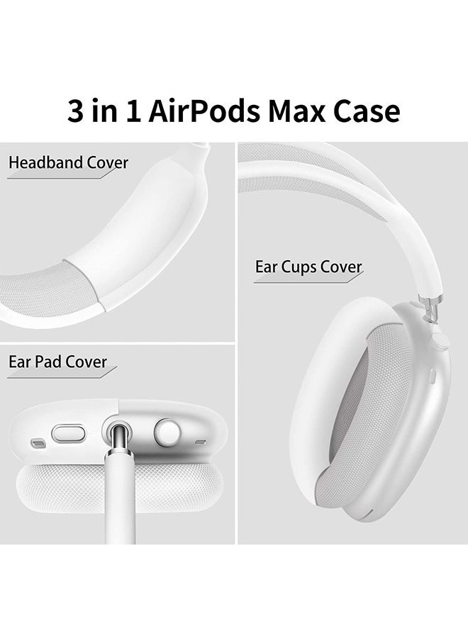 Depend - Silicone Cases Suitable For Apple AirPods Max 3-In-1 Headphones Anti-Scratch Ear Cups Cover Headband Cover And Ear Pad Protector Case Skin Accessories (White) - Image 1